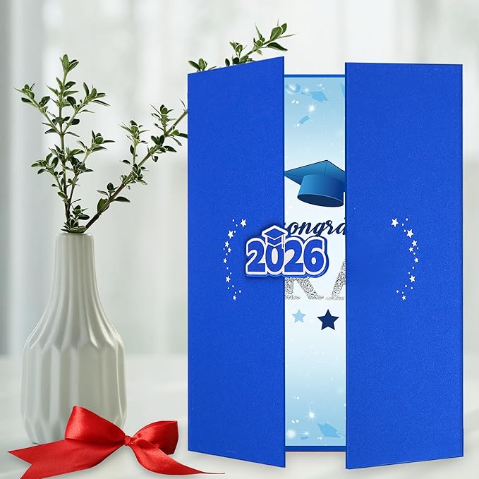 Vlipoeasn 2PCS Graduation Guest Book Alternative, Blue Silver Class of 2026 Graduation Party Decorations, Graduation Signature Book for 2026 College High School, Unique Graduation Gifts for Friends