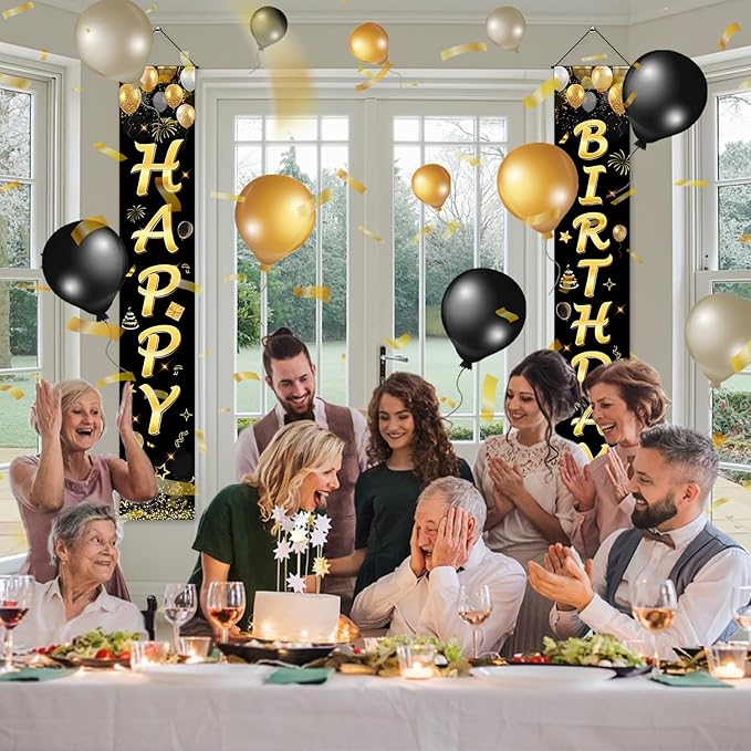 Birthday Decorations Banner, Happy Birthday Door Sign for Men Women Boys Girls Ideal Birthday Decorations Party Supplies Outdoor Indoor 72 x 12 Inch