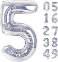 Laser Silver 5 Balloon, Number Balloons 40 Inch, 5th Birthday Balloon Decorations, Laser Silver Party Supplies, 5 Number Balloons, Number 5 Balloon