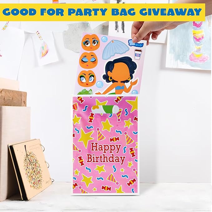 JOYIN 24 Sheets 9"x6" Make a face Stickers for Kids, Make Your Own Mermaid Stickers, Party Favors Kids Crafts, Goodie Bags Stuffers Classroom Activities