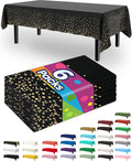 Pureegg Plastic Table Cloth Disposable 6 Pack, 54 x 108 Inch Table Cloths, Graduation Decorations Class of 2025, Graduation Tablecloths, Rectangle, Plastic Cover, Waterproof, Black and Gold