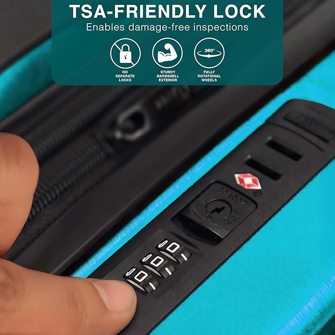 TRAVELARIM Luggage Sets 2 Piece, 24 Inch Suitcase and 28 Inch Luggage with Spinner Wheels, Durable Hard Shell Suitcase Set, Expandable Travel Suitcases with Wheels, Teal