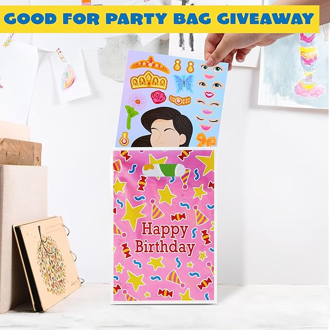 JOYIN 24 Sheets 9"x6" Make a face Stickers for Kids, Make Your Own Princess Stickers, Party Favors Kids Crafts, Goodie Bags Stuffers Classroom Activities