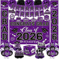 Graduation Decorations 2026 Purple Party Decor Set with Congrats Grad Banner, Class of 2026 Backdrop, Balloons, Box & Streamers Supplies for High School & College Celebrations