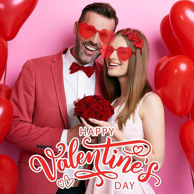 Flutesan 24 Pcs Valentines Day Heart Headbands and Sunglasses Set Red Love Photo Booth Props Women Valentine Party Decor