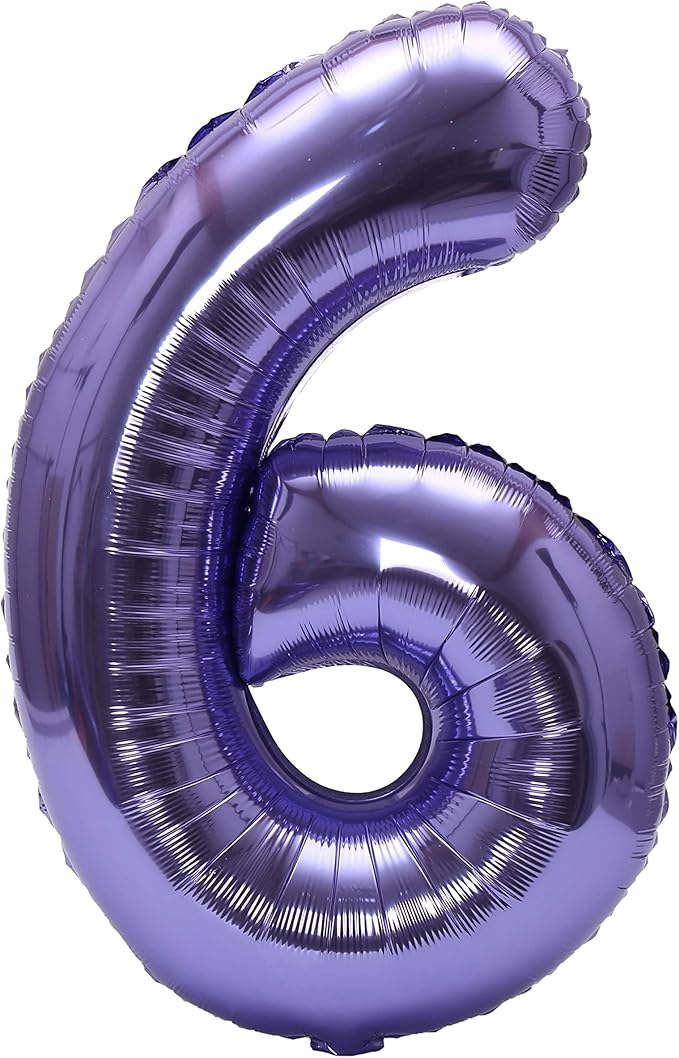 YPSelected 32 Inch Large Foil Helium Number Balloon Birthday Wedding Party 0-9 (Purple, 6)
