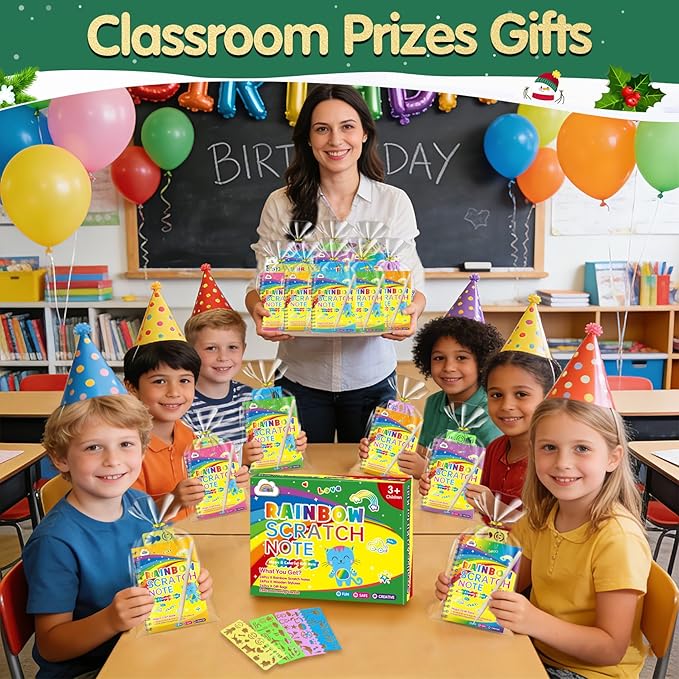 ZMLM 24 Pack Scratch Art Party Favors: Birthday Party Favors for Kids 4-8, Bulk Rainbow Scratch Notebook Paper Pads, Goodie Bags Stuffers Girls Boys Classroom Gifts Crafts Toys Easter Basket Stuffers