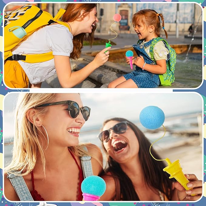 72 Pcs Ice Cream Shooters Toy, 4 Inch Ice Cream Ball Toy, Ice Cream Party Favors Mini Ice Cream Cone Toy Multicolor Ice Cream Foam Ball Launcher for Girls and Boys Carnival Prizes, Party Favors