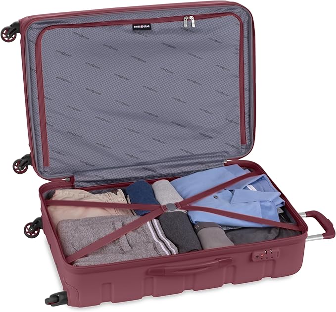 SwissGear 7366 Signature Hardside Expandable Luggage with Spinner Wheels, TSA Lock, Merlot, Checked-Large 27-Inch