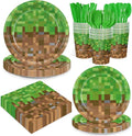 168pcs Green Birthday Party Decorations Green Plates Napkins Party Supplies Disposable Paper Cups Tableware Set for Boys Kid Teen Birthday Decor Serves 24