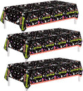 Halloween Tablecloth Plastic Disposable – 3 Pack 54 x 108 Inch Rectangle Table Covers – Witches, Skulls, Pumpkins & Spider Webs – Halloween Table Decorations for Party or Dining
