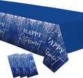 Blue Retirement Party Tablecloth Decorations - Disposable Happy Retirement Party Supplies for Men Women Tablecover, Retirement Table Decorations Table Cloth - 3 Pack (54in x 108in)