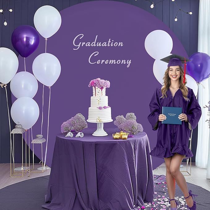 Gallety 7.2FT Purple Round Backdrop Cover with Size Adjuster & 4 Metal Clips, Universal Fit for 5ft-7.2ft Circle Stand, Polyester Fabric Arch Cover for Wedding, Birthday Party, Baby Shower Decor