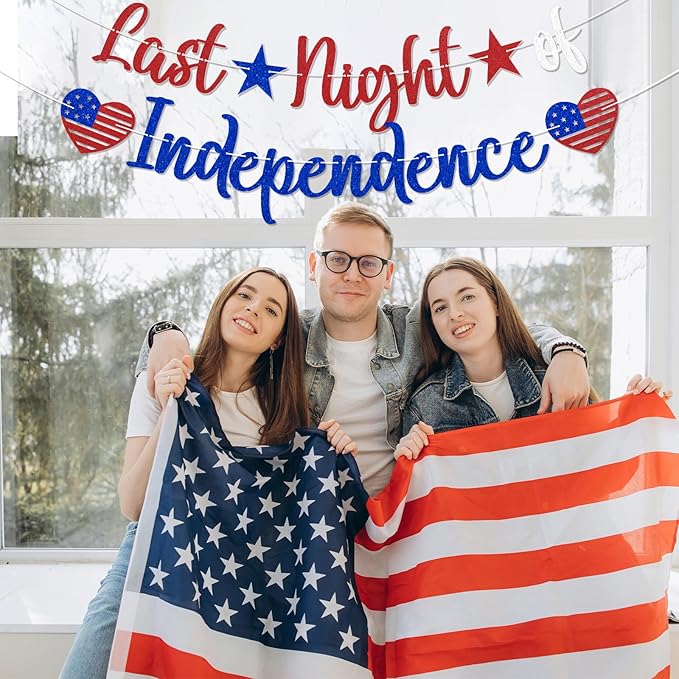 Last Night of Independence Banner - 4th of July Bachelorette Decor, Red White and Blue Bach Party Decor, Independence Day Bridal Shower Wedding Party Decorations