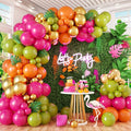 Tropical Hawaiian Balloons Arch Garland Kit, Olive Green and Hot Pink Orange Gold Balloons for Kids Hawaii Summer Beach Luau Aloha Pool Birthday Flamingo Baby Shower Party Decorations Supplies