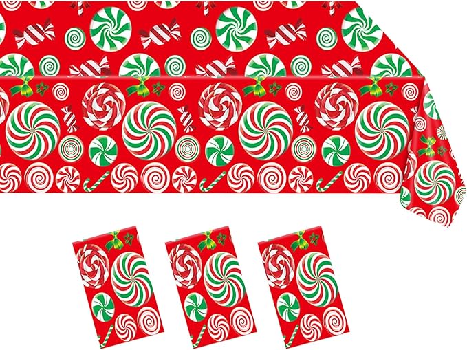 3 Pcs Candyland Party Decorations,Candyland Table Cloth,Sweet Birthday Candy Theme Disposable Tablecloth,for Baby Shower Girls Birthday Christmas Party Decorations Indoor or Outdoor