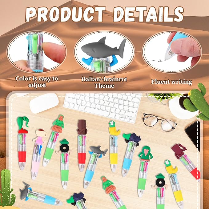 CZWZ 30Pcs Mini Multicolor Pens in One 4-in-1 Cute Pens Bulk, Ballpoint Pen for Birthdays and Parties, Fun Gifts Assorted Ink Kawaii Pen