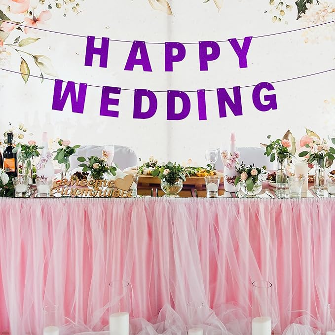 DIY Banner Kit with Letters Glitter Banner Letters Customizable Birthday Banners Graduation Banner Custom Party Hanging Banner for Graduation Wedding Party Baby Shower Decoration(Purple)