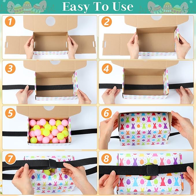 4 Sets Easter Party Games Swing Shaking Balls Game Colorful Egg Bunny Novelty Twerk Game with 4 Adjustable Belts and 80 Balls for Adults Garden Outdoor Indoor Group Holiday