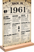 DARUNAXY 65th Birthday Party Decorations, Vintage Back in 1961 Poster Acrylic Sign with Stand 65 Year Old Party Supplies for Men& Women Vintage 1961 Table Decor 65th Anniversary Class Reunion Gifts
