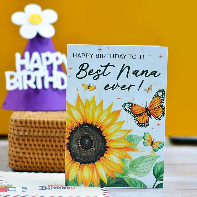 Nana Birthday Card, Birthday Card for Nana with Seal and Envelope, Nana Gifts from Kids, Granddaughter, Grandson