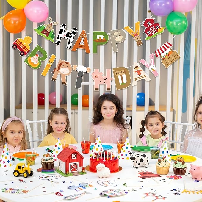 Farm Party Decorations Happy Birthday Banner Farm Party Banner Garland for Birthday Party Decorations Farm Party Supplies