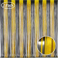 Melsan Black and Gold Fringe Curtain Photo Streamers Backdrop 3.2ft X 8ft for New Years EVE, Graduation, Retirement and Birthday Party Decorations - Pack of 2
