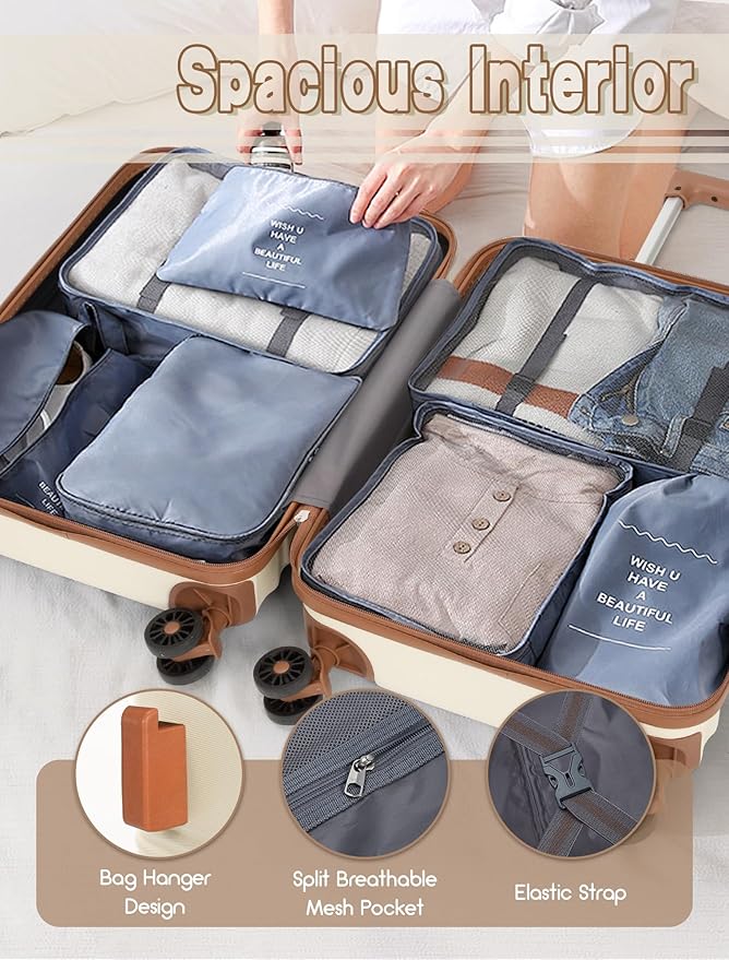 CONCEPTEN Luggage Sets 5 Piece, Suitcases with Wheels, Hardshell Suitcase Set, ABS Carry on Luggage Set with TSA Lock, Travel Luggage