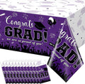 12Pack Graduation Tablecloth Party Decorations, Class of 2026 Congrats Grad Plastic Tablecover Party Supplies, Purple Rectangle Graduation Table Decorations for College High School Party, 54 x 108Inch