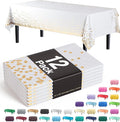Exquisite 12-Pack Premium Plastic Tablecloth Black & Gold Dot Rectangular Plastic Tablecloth - 54x108 Inch, Pack of 12