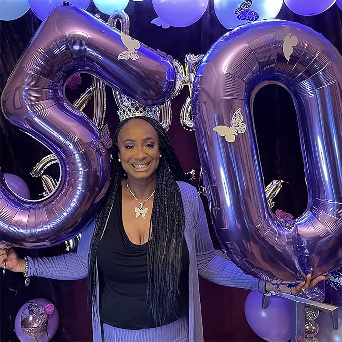 Large 10 Balloon Number Purple, 40 Inch Helium Foil Number 1 & 0 Balloons Self Inflating with Confetti Balloons for Girls Women 10th 1st Birthday Party Balloons Anniversary Decorations Supplies