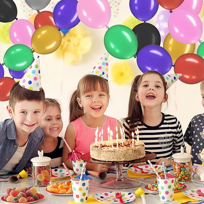 Link Balloons 6 Inch - 100 Pcs Quick Link Balloon Latex Linking Balloons Connected Linkable Balloon Birthday Wedding Party Decorations(Baby Pink)