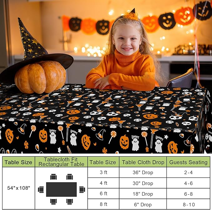 Smiry Disposable Table Cloth - 12 Pack, 54 x 108 Inch Waterproof Rectangle Tablecloths for Parties, Decorative Plastic Table Cover, Leakproof & Sturdy, Black & Silver