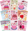 32 Sheets Valentine Stickers for Kids Toddlers, Make a Face Sticker Love Cake Bear Cupid Stickers for Kids Make Your Own Sticker Valentines Day Activities Party Favors