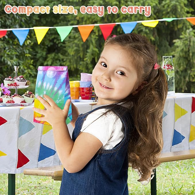 STARRKY 40 Pack Party Favor Bags, 8.8"x4.7"x3.1" Tie Dye Goodie Treat Bags Bulk for Kids Gift Packaging, Craft Supplies, Birthday Party Decorations