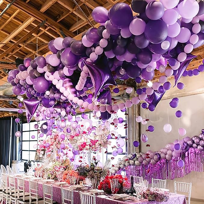 PartyWoo Lavender Balloons 152pcs Different Sizes Pack of 18 12 10 5 Inch Light Pastel Purple Lilac Balloon Arch Kit for Baby Shower Bachelorette Fairy Birthday Princess Party Decorations Purple-Q10
