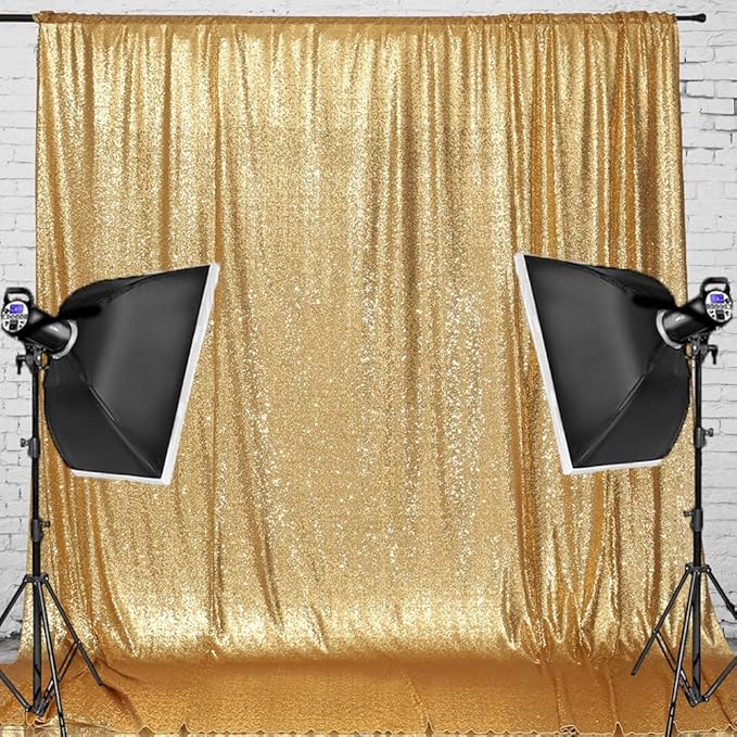 Juya Delight 10ft x 10ft New Gold Sequin Photography Backdrop Curtain for Party Banquet Festival Wedding Anniversary Exhibition