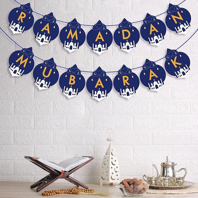 OHOME Ramadan Banner and Decorations for Home 2024 - Mubarak Banner and Decor - Dareem Backdrop for Outdoor Indoor Wall