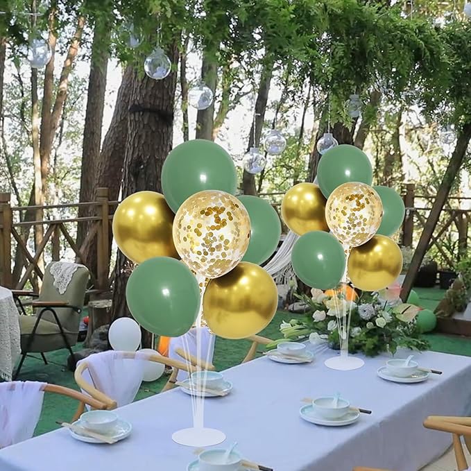 Green and Gold Balloon Stand Centerpiece Table Decorations for Birthday Woodland Baby Shower Party Decoration for Graduation 2026 New Years Eve (Green gold set4)