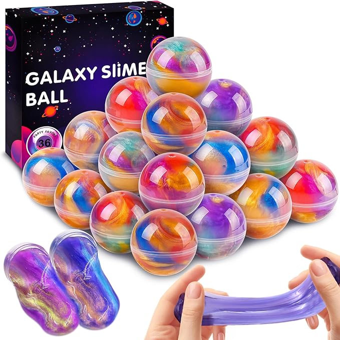 36 Pack Galaxy Slime Ball Kit - Easter Basket Stuffers for Teens Boys Girls Funny Easter Gifts Slime Party Favors for Kids Classroom Reward Stress Relief Toys Goodie Bag Stuffers Valentines Day Gifts