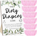 Roowest 51 Pcs Dirty Diaper Baby Shower Games Funny Wooden Sign with 50 Pcs Mini Diapers Cute Felt for Gender Reveal Party Baby Shower(Greenery Pink)