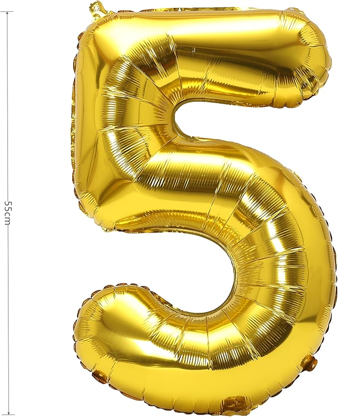 YPSelected 32 Inch Large Foil Helium Number Balloon Birthday Wedding Party 0-9 (Gold, 5)
