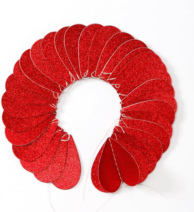 Valentines Day Party-Decorations Red Heart Garland - 39Ft 3D Special Night Galentines Hanging Paper Streamers Banner,Baby Girl Birthday Bachelorette Engagement Mohters Brunch Decor Ouruola