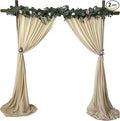 Sheer Chiffon Backdrop Curtains 10ft x 10ft(5ft x 2Panels)， Chiffon Fabric Drapes for Wedding, Long Sheer Curtain for Living Room, Arch Party Stage Decoration(Champagne/Nude/Sand, 120 x 120 Inch)