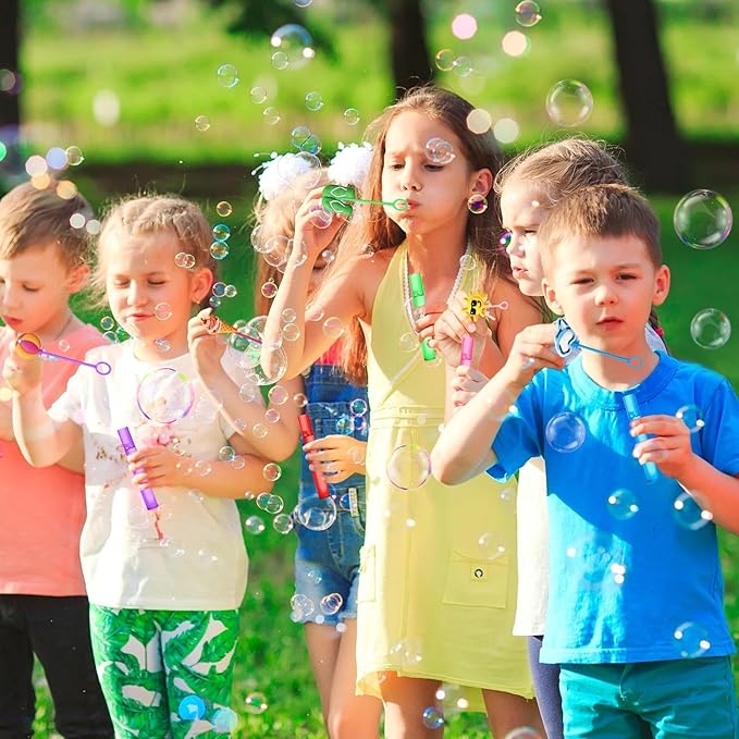 AMFZON 24Pcs Pool Beach Party Favors Bubble Wands for Kids, Beach Ball Summer Mini Bubbles Wand Toys, Pool Birthday Party Supplies Decorations Goodie Gift Bag Stuffers Pinata Classroom Prizes