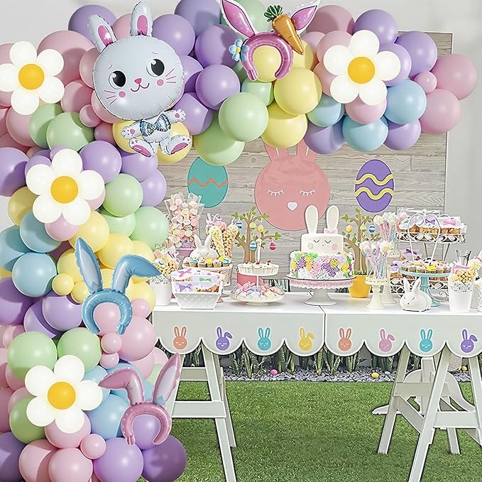162 Pcs Easter Balloon Arch Garland Kit with Carrot Bunny Balloons for Spring Party Supplies Baby Shower Girls Birthday Egge Hunt Party Decorations