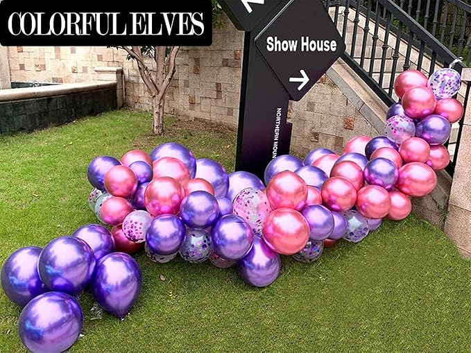 12 Inch 100 Pcs Latex Metallic Chrome Dark Purple Balloons Helium Shiny Thicken Balloons Party Decoration