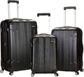 Rockland London Hardside 3 Piece Expandable Spinner Wheel Luggage Set, (20"/24"/28"), Black