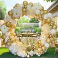 PartyWoo White and Gold Balloon Arch Kit Garland 152pcs Different Sizes of 18 12 10 5 Inch Off White Sand Metallic Gold Boho Balloons for Baby Shower Graduation Wedding Birthday Party Decorations