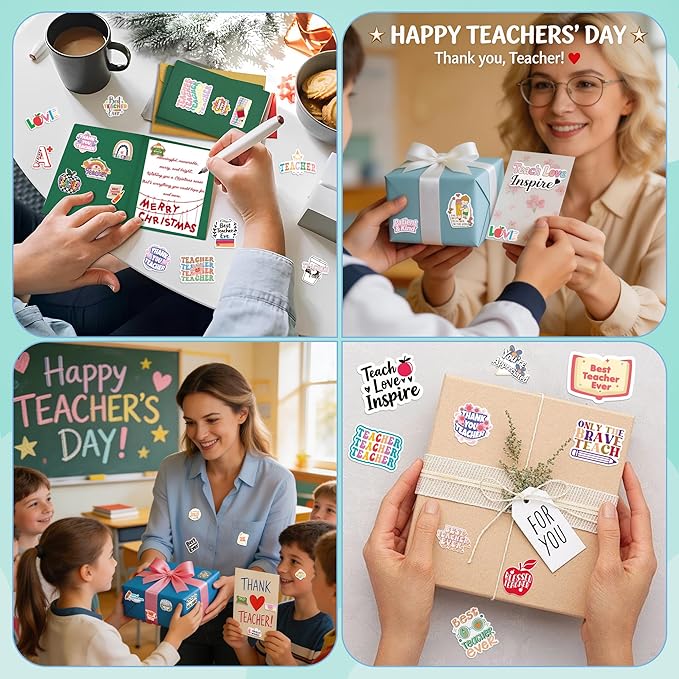 Teacher Appreciation Gifts – 100 PCS Funny Teacher Stickers | Teacher Appreciation Decorations - Teacher Must Haves Supplies Stuff Essentials Games Toys Gifts for School Classroom Students
